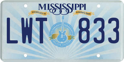 MS license plate LWT833