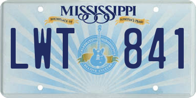 MS license plate LWT841