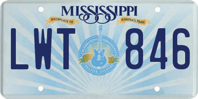 MS license plate LWT846