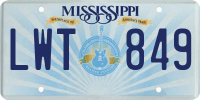 MS license plate LWT849