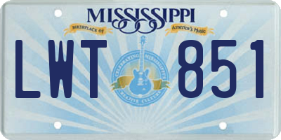 MS license plate LWT851
