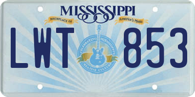 MS license plate LWT853