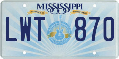 MS license plate LWT870