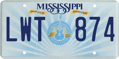 MS license plate LWT874