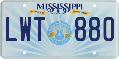 MS license plate LWT880