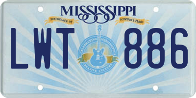 MS license plate LWT886