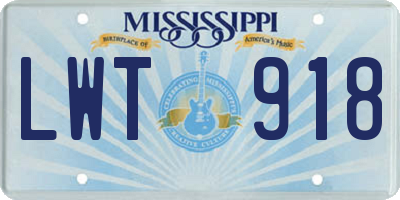 MS license plate LWT918