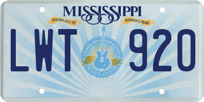 MS license plate LWT920