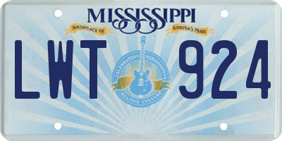 MS license plate LWT924
