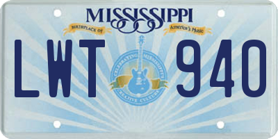 MS license plate LWT940