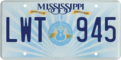 MS license plate LWT945