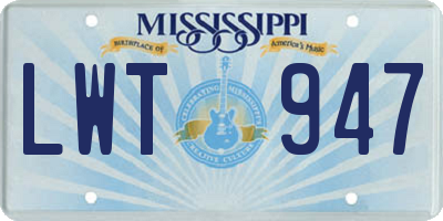 MS license plate LWT947