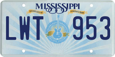 MS license plate LWT953