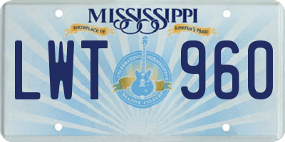 MS license plate LWT960