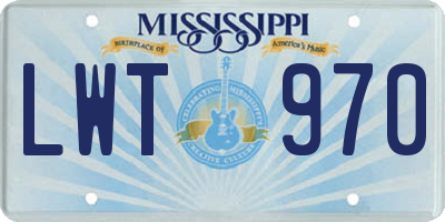 MS license plate LWT970