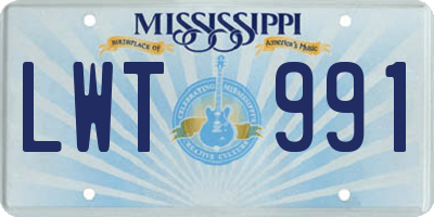 MS license plate LWT991