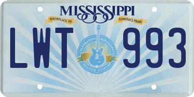MS license plate LWT993