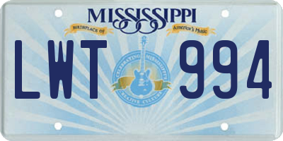 MS license plate LWT994