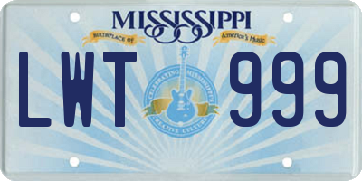 MS license plate LWT999