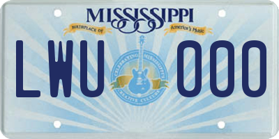 MS license plate LWU000