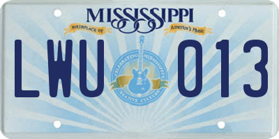 MS license plate LWU013