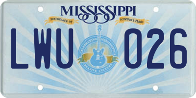 MS license plate LWU026