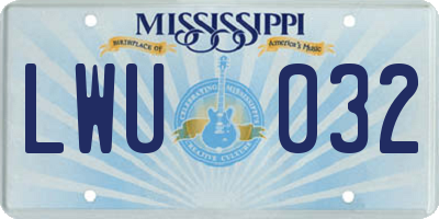 MS license plate LWU032