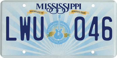 MS license plate LWU046