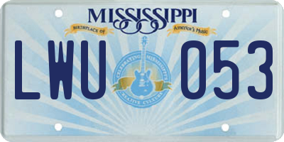 MS license plate LWU053