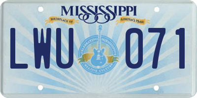 MS license plate LWU071