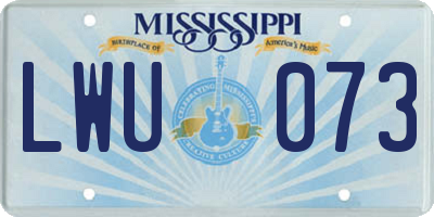 MS license plate LWU073