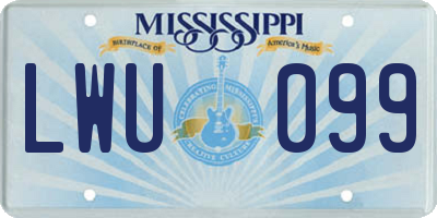 MS license plate LWU099
