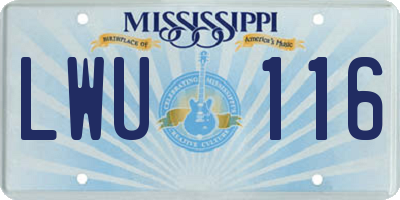 MS license plate LWU116