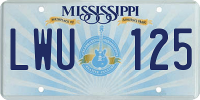 MS license plate LWU125