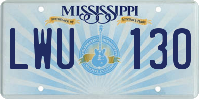 MS license plate LWU130