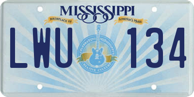 MS license plate LWU134