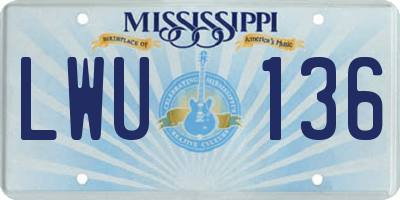 MS license plate LWU136