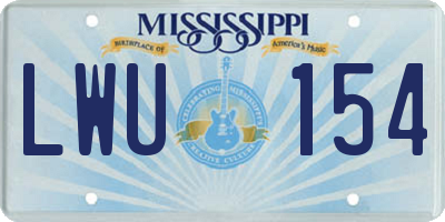 MS license plate LWU154