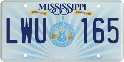MS license plate LWU165
