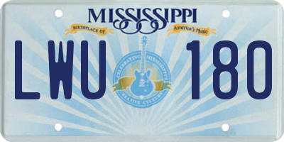MS license plate LWU180