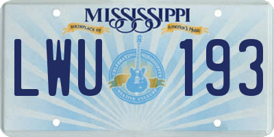 MS license plate LWU193
