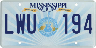MS license plate LWU194