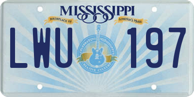MS license plate LWU197