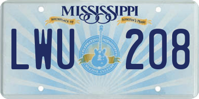 MS license plate LWU208