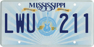 MS license plate LWU211