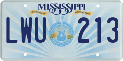 MS license plate LWU213