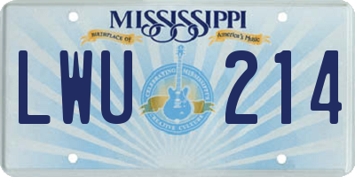 MS license plate LWU214