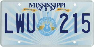 MS license plate LWU215
