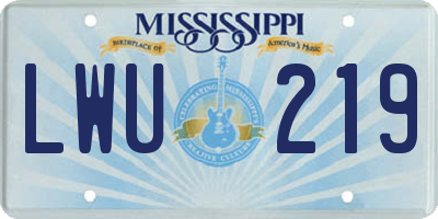 MS license plate LWU219
