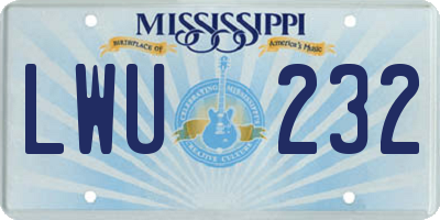 MS license plate LWU232